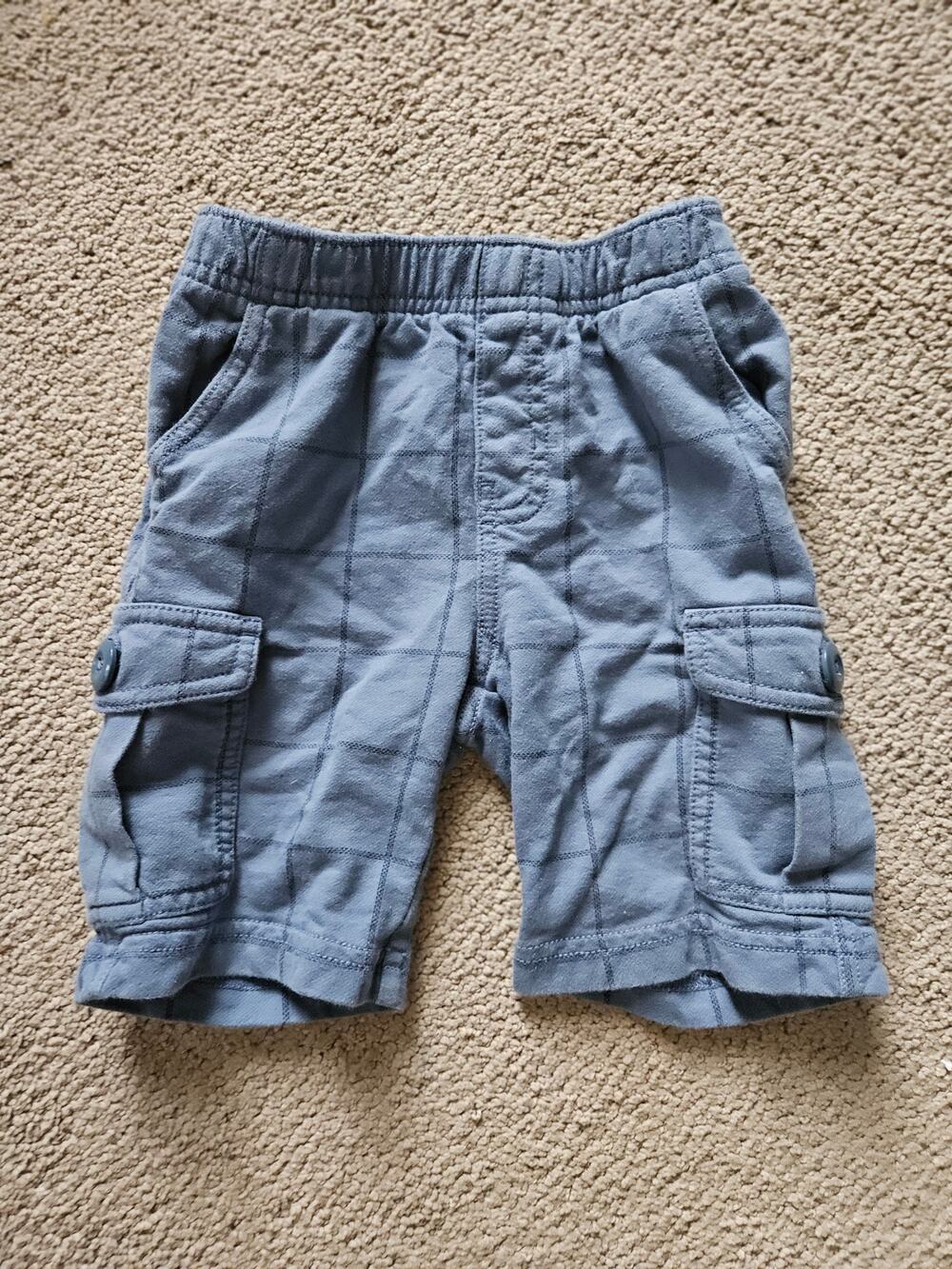 Tea Collection Blue Plaid Cargo Shorts Boys Size 3 100% Cotton